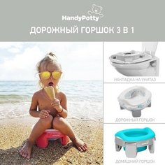 Дорожный горшок HandyPotty с универсальной вкладкой для горшка, цвет серо-мятный Roxy Kids