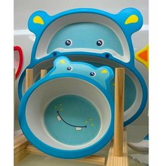 Набор детской посуды из бамбука 5 предметов "Бегемот" Нет бренда