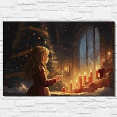 Картина по номерам на холсте новый год рождеством (зима, девушка, елка, эстетика) - 12822 40х60 Бруталити