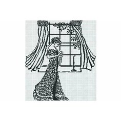 Набор для вышивания крестом МП Студия Дама у окна, черное на белом, 36*36см М.П.Студия