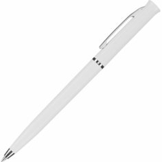 Ручка шариковая автоматическая корп. пл, мет белый, серебр. детал, син, лого Noname