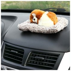 Игрушка на панель авто, собака на подушке, бело-рыжий окрас Noname