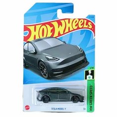 HKK20 Машинка игрушка Hot Wheels металлическая коллекционная Tesla Model Y темно серый