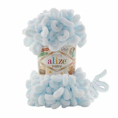 Пряжа ALIZE Puffy (Alize), неж. голубой - 730, 100% микрополиэстер, 5 мотков, 100 г, 9.5 м.
