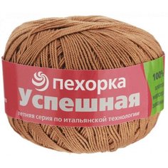 Пряжа Пехорка Успешная темно-бежевый (165), 100%мерсеризованный хлопок, 220м, 50г, 3шт