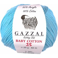 Пряжа GAZZAL Baby Cotton 25, 50 % хлопок, 50 % акрил, 25 г, 82 м, 1 шт., 3451