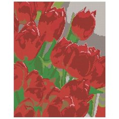 Набор для вышивания чешским бисером Вышивочка Красные тюльпаны 30х38