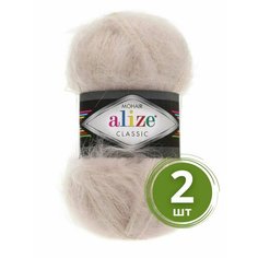 Пряжа Alize Mohair Classic New (Мохер Классик Нью) - 2 мотка Цвет: 67 молочно-бежевый 25% мохер, 24% шерсть, 51% акрил 100г 200м