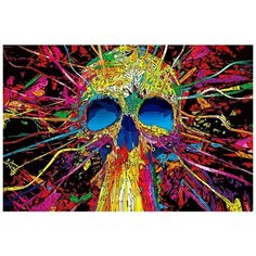 Картина по номерам на холсте Красочный череп психоделика - 6624 Г 60x40