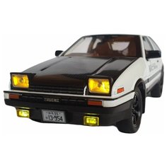 Металлическая машинка Toyota Sprinter Trueno AE86 Intial D с подвижными фарами, зеркалами, рулем (Цвет: белый/черный) Miniauto