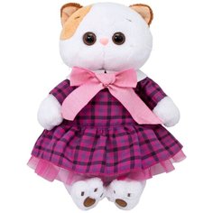 Мягкая игрушка Basik&Co Кошка Ли-Ли в платье в клетку, 24 см, фиолетовый