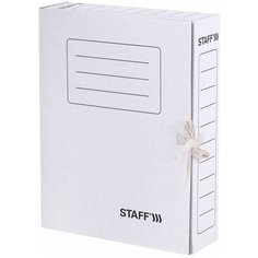 STAFF Папка архивная с завязками, А4, 75 мм, микрогофрокартон, белый