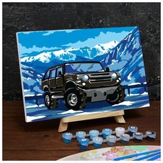 Картина по номерам на холсте с подрамником «Внедорожник в горах» 20×30 см Школа талантов
