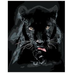 Картина по номерам, "Живопись по номерам", 48 x 60, ARTH-AH274, дикие, животные, Чёрная пантера, живопись, грация, картина
