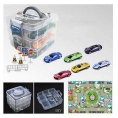 Набор игровой "Машинки металлические в пластиковом контейнере", 1:64, 6 штук, с аксессуарами, 16х16х12,50 см Junfa Toys