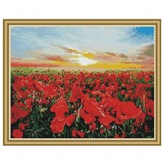 Алмазная мозаика Рассвет над маковым полем 40x50 см. Paintboy