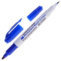 Перманентный маркер Crown Multi Marker Twin P-800W двухсторонний, пулевидный наконечник, 2/1 мм, синий {117934}