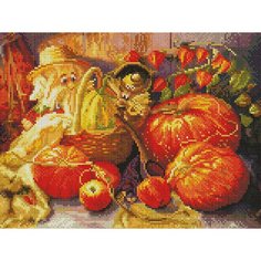 Алмазная мозаика Белоснежка "Домовые" / Набор алмазной мозаики 30х40 см / На холсте / Полная выкладка / Тыквы / Домовой