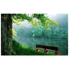 Алмазная мозаика Яркие грани «Скамейка» (50х80 см, Полная выкладка, квадратные стразы)