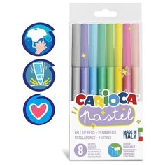 CARIOCA Фломастеры 8 цветов Carioca "Pastel" пастельная палитра, смываемые, блистер, европодвес