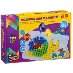 Мозаика для малышей Bondibon, 6 картинок-шаблонов, 160 фишек, BOX