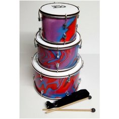 Барабан детский 8" 20х20см, "Космос", палочки, ремень, Мастерская Бехтеревых