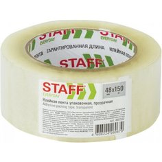 Клейкая лента 48 мм х 150 м упаковочная, прозрачная, толщина 40 микрон, STAFF EVERYDAY, 440160
