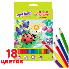 Карандаши цветные юнландия «В гостях У БУКАШЕК», 18 цветов, классические заточенные, 181379