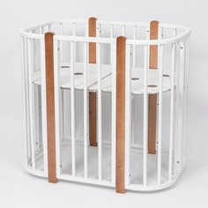 Кроватка SoftSpace Eco 5в1, трансформер, поперечный маятник, белый/бук