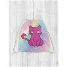 Сумка рюкзак-мешок JoyArty "Кот на радуге" для обуви и вещей, 38x40 см