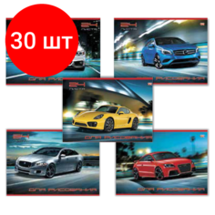 Комплект 30 шт, Альбом для рисования, А4, 24 листа, обложка офсет, HATBER VK, 205х290 мм, "Мотошоу", 24А4, А33067