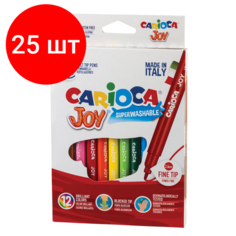 Комплект 25 шт, Фломастеры CARIOCA"Joy", 12 цветов, суперсмываемые, вентилируемый колпачок, картонная коробка, 40614
