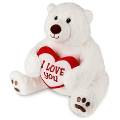 MaxiToys Мягкая игрушка «Медведь белый с сердцем», 23 см