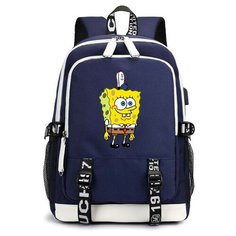 Рюкзак Губка Боб (Sponge Bob) синий с USB-портом №4 Noname