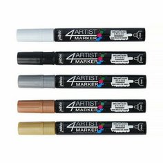 Набор маркеров художественных 4Artist Marker на масляной основе 4 мм 5 цв. перо круглое, цв. металли Pebeo