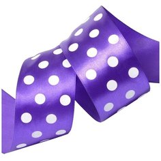 Лента атласная IDEAL Горошек, 50 мм, бело-сиреневая, 27,4 м (LDAG46502950)
