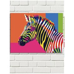 Картина по номерам красочная зебра (животные, абстракция) - 8214 Г 30x40