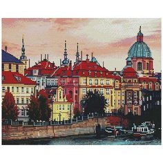 Алмазная мозаика "Красные крыши домов", 40x50 см, Арт Фея