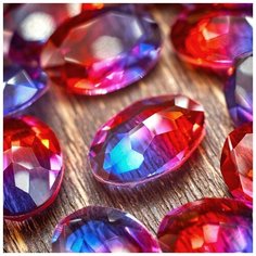 Декоративные кристаллы для рукоделия стеклянные овал 5 шт размер 18х13 мм, цвет фуксия/синий КафеБижу