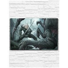 Картина по номерам на холсте Игра Witcher Ведьмак PS 5, PS 4, PS 3, Xbox 360, Xbox ONE, PC, ios - 9484 Г 60x40