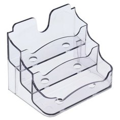 Подставка для визиток Стамм, 3 отделения, тонированная, серая./В упаковке шт: 1