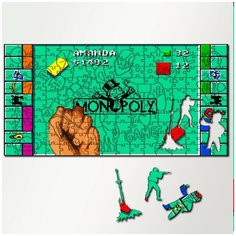 Пазл из дерева с фигурками, 230 деталей, 46х23 см игры Monopoly Monopoly, Монополия, бизнес, кампания, Сега, 16 bit, 16 бит, ретро приставка - 5712 Puzzle Wood