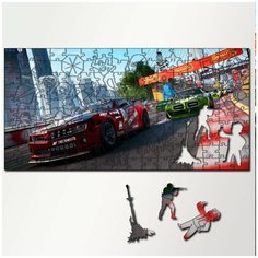 Пазл из дерева с фигурками, 230 деталей, 46х23 см игры Grid Grid, Грид, автосимулятор, автогонки, машины, гонки, PS, Xbox, PC, Switch - 5358 Puzzle Wood