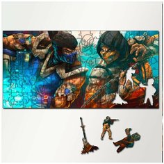 Пазл из дерева с фигурками, 230 деталей, 46х23 см игры Mortal Kombat 2 - 5398 Puzzle Wood