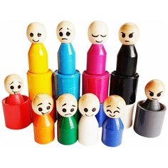 Деревянная игрушка Русские народные игрушки Радужные человечки 10 шт. (эмоции)