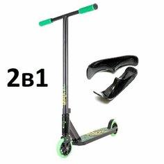 Самокат-снегокат 2в1 TT Duker 101 black/green 2022 с лыжами Tech Team