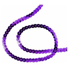 Пайетки для рукоделия на нитке металлизированные фиолетовые / Лента (тесьма) с пайетками 2 метра DMO