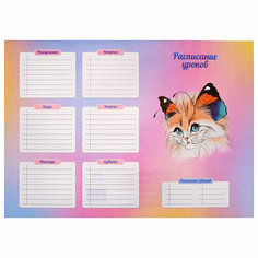 Расписание уроков А3, Кошка-бабочка №3 (выборочн. УФ-лак, полноцв. печать, мелован. карто Alfa