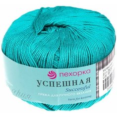 Пряжа Пехорка Успешная, 100% мерсеризованный хлопок, 511-Зеленка, 50 г, 220 м, 3 шт/упак