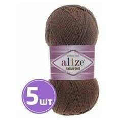 Пряжа для вязания крючком, спицами Alize Ализе Cotton Gold средняя, xлопок/aкрил, цвет 493 тоффи, 5 шт. по 100 г, 330 м